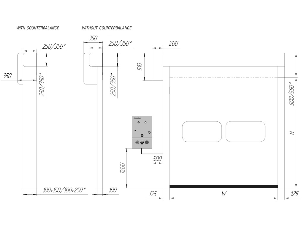 Side drive (with counterbalance/without counterbalance)